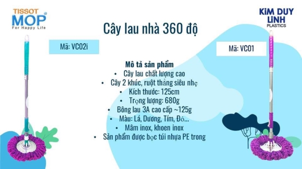 Cây lau nhà xoay 360 độ - Cây Lau Nhà Kim Duy Linh - Công Ty TNHH SX TM Kim Duy Linh